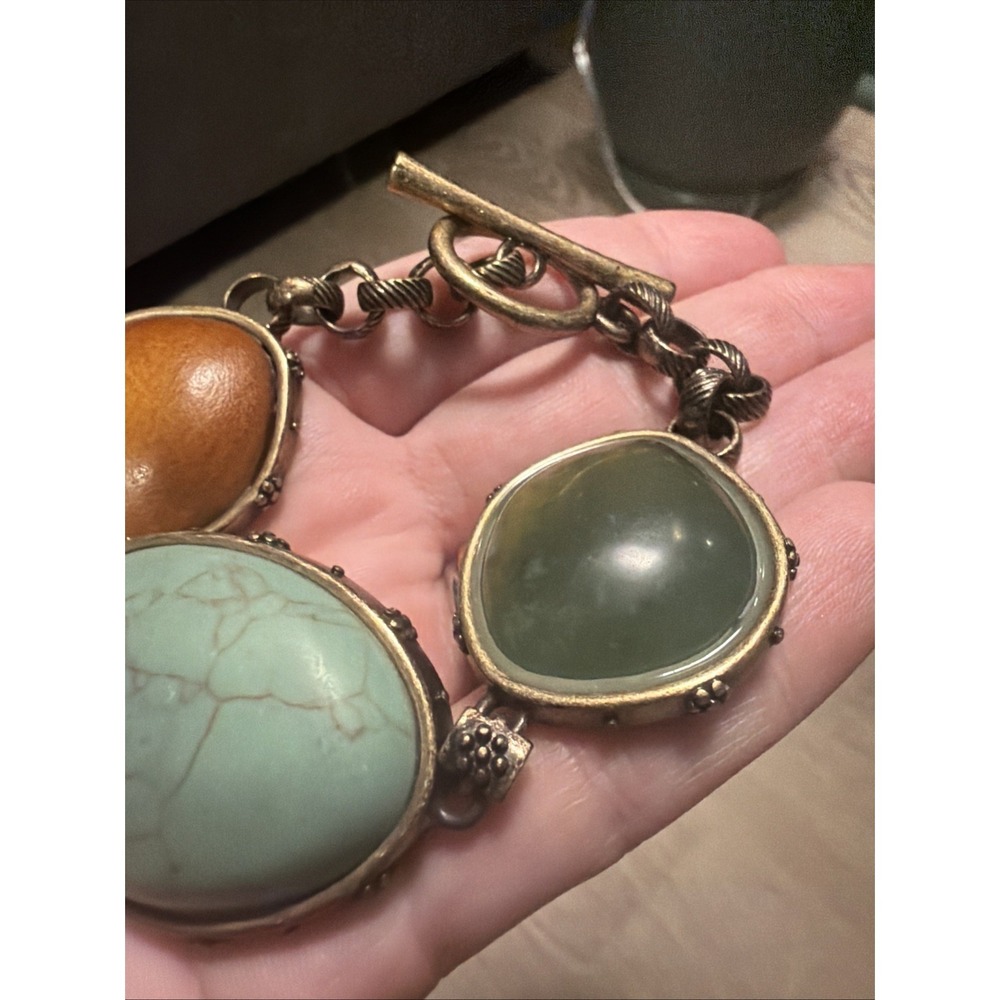 Lucky Brand Turquoise Gold Mixed Colored Stones Bracelet Clasp - Picture 4 of 7